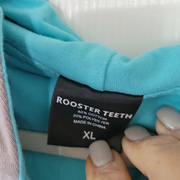 ROOSTER TEETH Mens Full Zip Hooded Sweatshirt Jacket Asymetrical Zipper Size XL - Picture 2 of 3